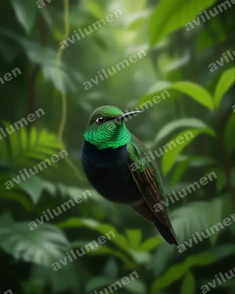 Illustration im Stil Realistisch: Schwarzbrustkolibri (Oreotrochilus melanogaster)