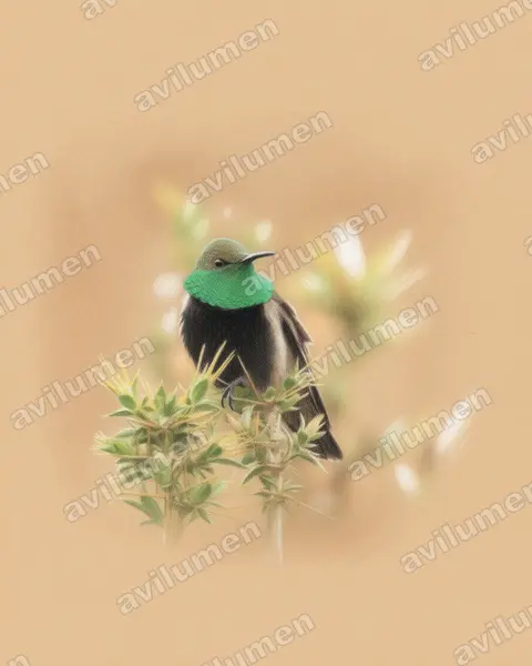 Illustration im Stil Buntstift: Schwarzbrustkolibri (Oreotrochilus melanogaster)