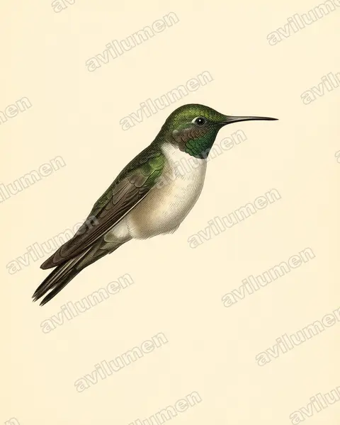 Vintage plate illustration: Oreotrochilus stolzmanni (Green-headed Hillstar)