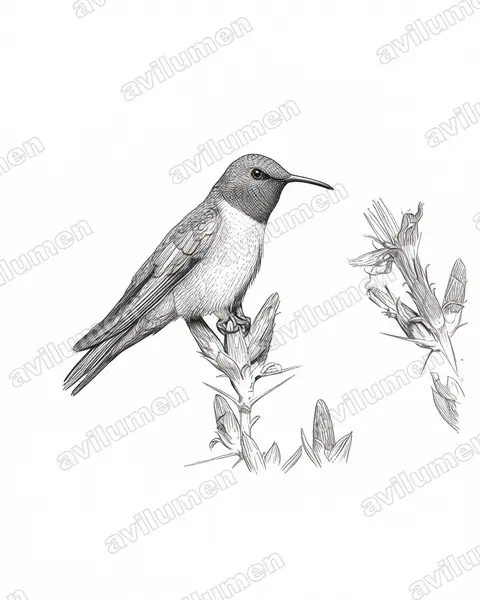 Ink illustration: Oreotrochilus stolzmanni (Green-headed Hillstar)