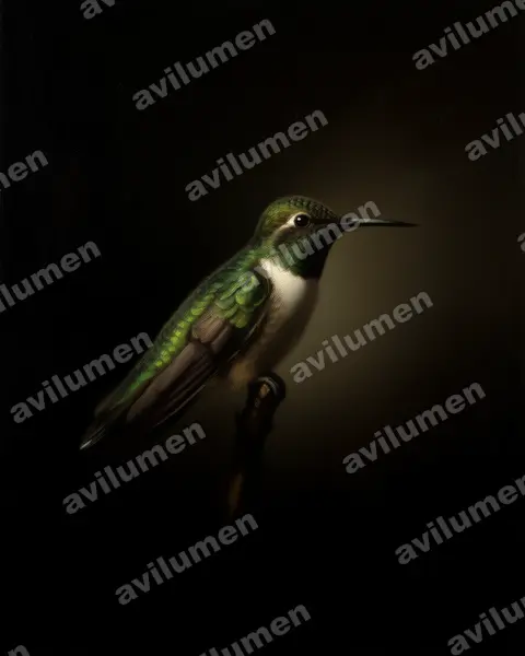 Oil illustration: Oreotrochilus stolzmanni (Green-headed Hillstar)