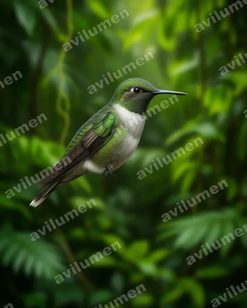 Realistic illustration: Oreotrochilus stolzmanni (Green-headed Hillstar)