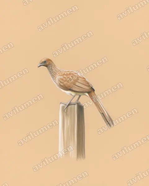 东巴西小冠雉(Ortalis araucuan)的彩色铅笔插画