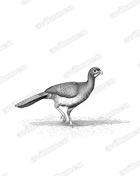 Ink illustration: Ortalis canicollis (Chaco Chachalaca)