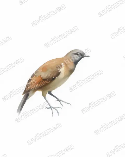 Illustration Aquarelle : Ortalis cinereiceps (Ortalide à tête grise)