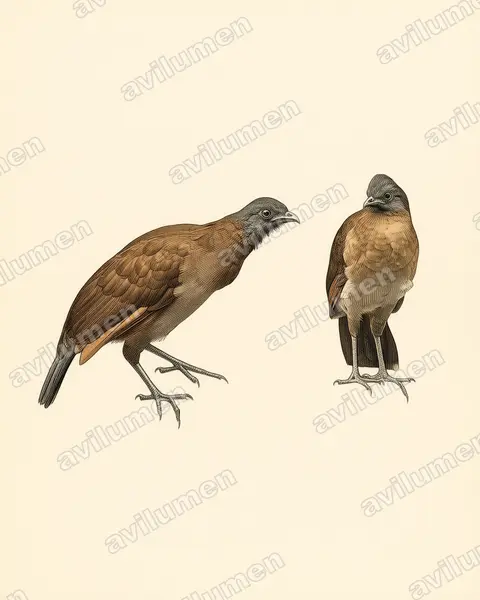 Illustration Planche ancienne : Ortalis cinereiceps (Ortalide à tête grise)
