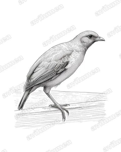 Illustration Encre : Ortalis cinereiceps (Ortalide à tête grise)