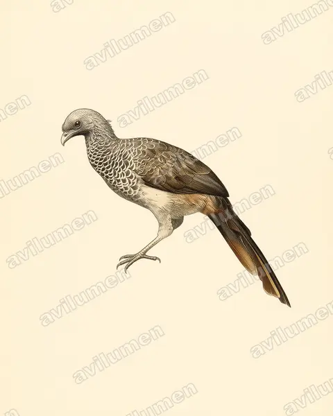 Vintage plate illustration: Ortalis columbiana (Colombian Chachalaca)
