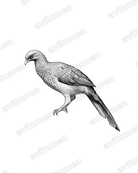 Ink illustration: Ortalis columbiana (Colombian Chachalaca)