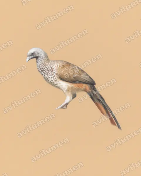 Colored pencil illustration: Ortalis columbiana (Colombian Chachalaca)