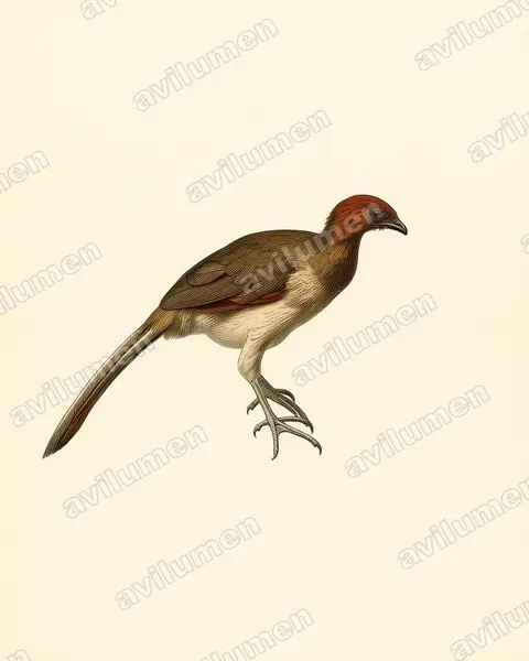 Illustration im Stil Historische Tafel: Rotkopfguan (Ortalis erythroptera)