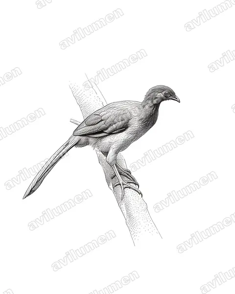 Illustration im Stil Tusche: Rotkopfguan (Ortalis erythroptera)