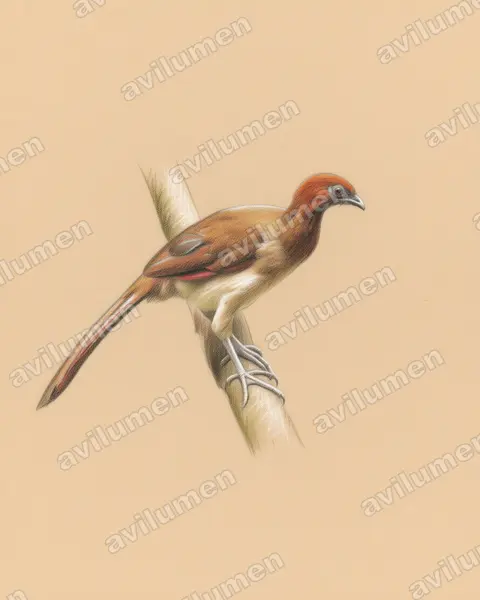 Illustration im Stil Buntstift: Rotkopfguan (Ortalis erythroptera)