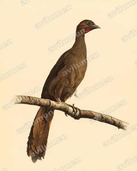Ilustración en Lámina antigua: Ortalis motmot (Chachalaca motmot)