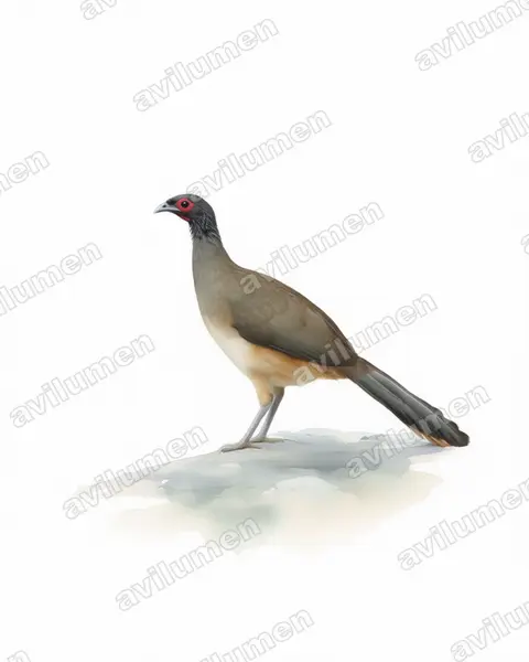 Ilustración en Acuarela: Ortalis poliocephala (Chachalaca pacífica)