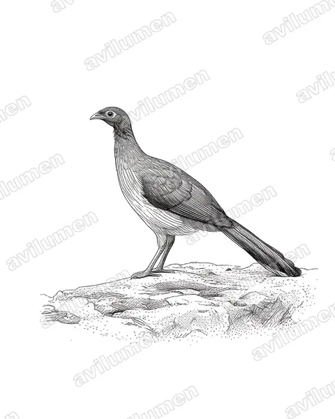 Ilustración en Tinta: Ortalis poliocephala (Chachalaca pacífica)