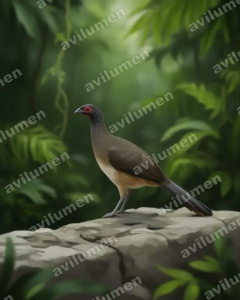 Ilustración en Realista: Ortalis poliocephala (Chachalaca pacífica)