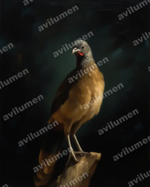 棕臀稚冠雉（Ortalis ruficauda）的油画插画