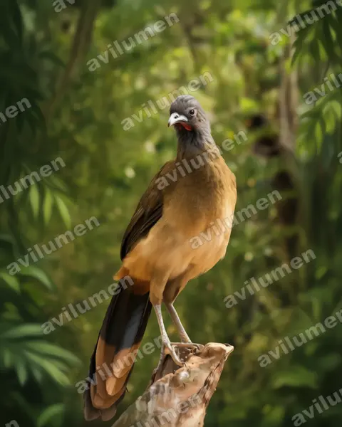 棕臀稚冠雉（Ortalis ruficauda）的写实插画