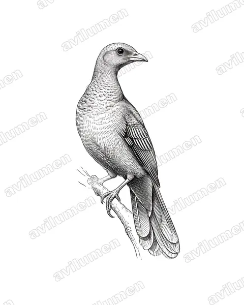 Ink illustration: Ortalis squamata (Scaled Chachalaca)