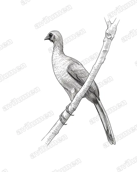 Illustration im Stil Tusche: Gelbbrauenguan (Ortalis superciliaris)