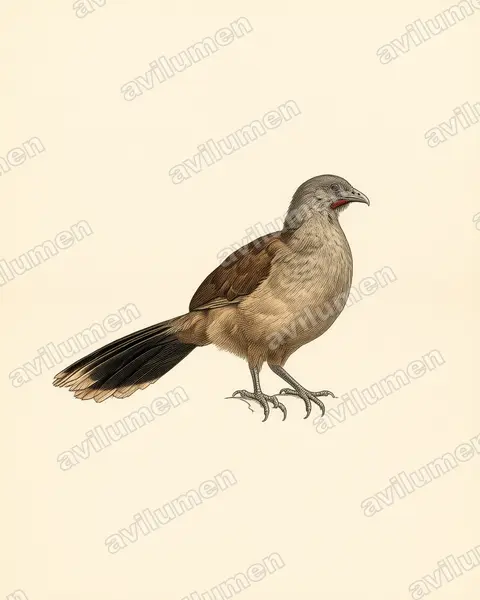 Illustration im Stil Historische Tafel: Braunflügelguan (Ortalis vetula)