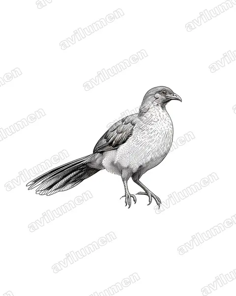 Illustration im Stil Tusche: Braunflügelguan (Ortalis vetula)