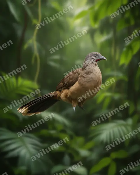 Illustration im Stil Realistisch: Braunflügelguan (Ortalis vetula)