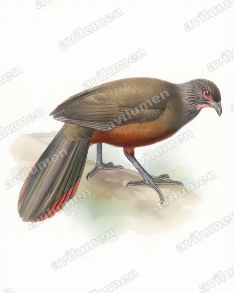 Ilustración en Acuarela: Ortalis wagleri (Chachalaca ventricastaña​)