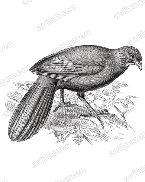 Ilustración en Tinta: Ortalis wagleri (Chachalaca ventricastaña​)