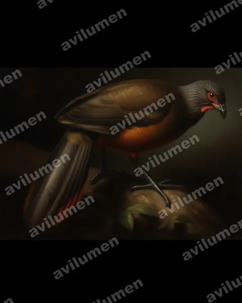 Ilustración en Óleo: Ortalis wagleri (Chachalaca ventricastaña​)