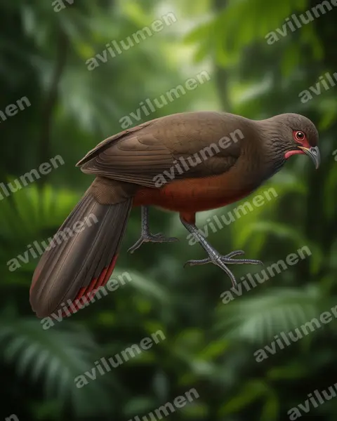 Ilustración en Realista: Ortalis wagleri (Chachalaca ventricastaña​)