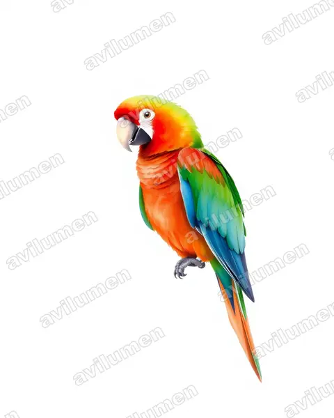 Ilustración en Acuarela: Orthopsittaca manilatus (Orthopsittaca manilata)