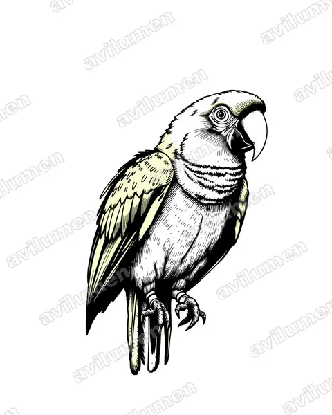 Ilustración en Tinta: Orthopsittaca manilatus (Orthopsittaca manilata)