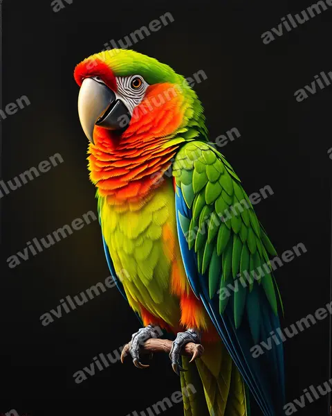 Ilustración en Óleo: Orthopsittaca manilatus (Orthopsittaca manilata)