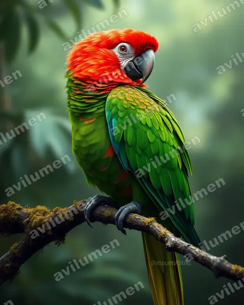 Ilustración en Realista: Orthopsittaca manilatus (Orthopsittaca manilata)