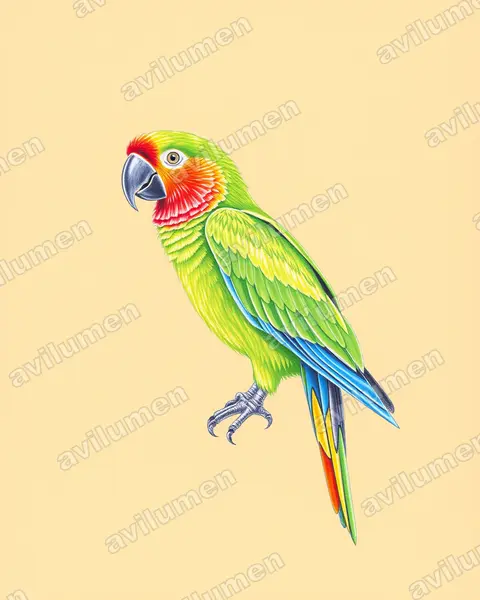 Ilustración en Lápiz de color: Orthopsittaca manilatus (Orthopsittaca manilata)