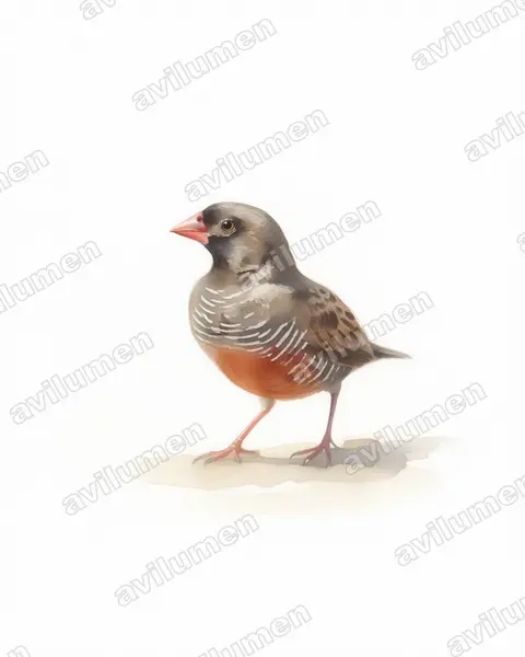 Watercolor illustration: Ortygospiza atricollis (Black-faced quailfinch)