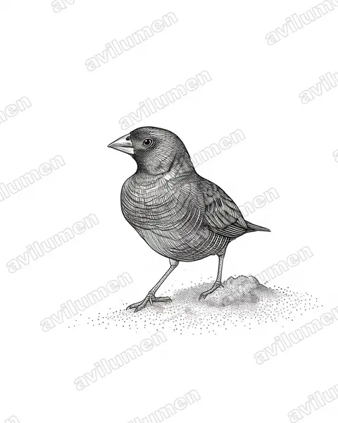 Ink illustration: Ortygospiza atricollis (Black-faced quailfinch)