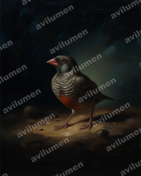Oil illustration: Ortygospiza atricollis (Black-faced quailfinch)