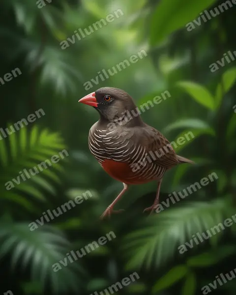 Realistic illustration: Ortygospiza atricollis (Black-faced quailfinch)