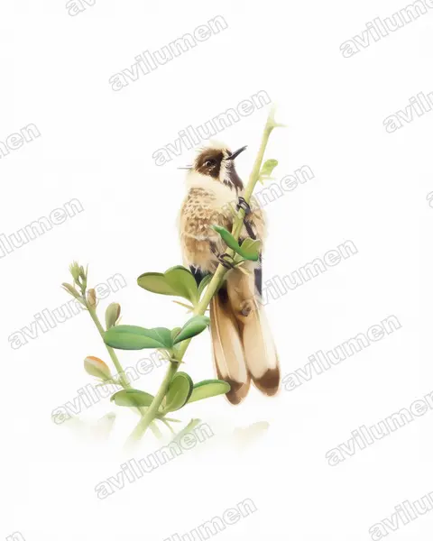 Illustration im Stil Aquarell: Blaubart-Helmkolibri (Oxypogon cyanolaemus)