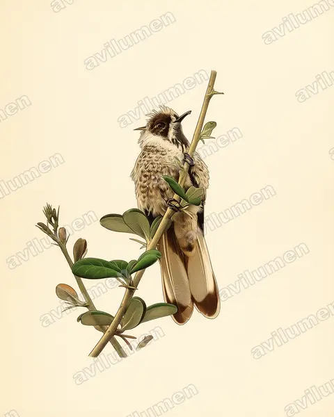 Illustration im Stil Historische Tafel: Blaubart-Helmkolibri (Oxypogon cyanolaemus)