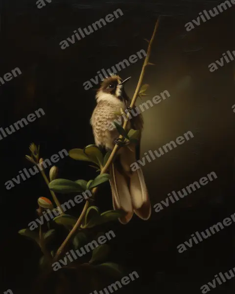 Illustration im Stil Öl: Blaubart-Helmkolibri (Oxypogon cyanolaemus)