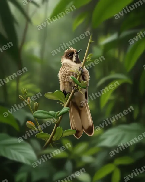 Illustration im Stil Realistisch: Blaubart-Helmkolibri (Oxypogon cyanolaemus)