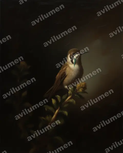 Illustration Huile : Oxypogon guerinii (Colibri casqué)