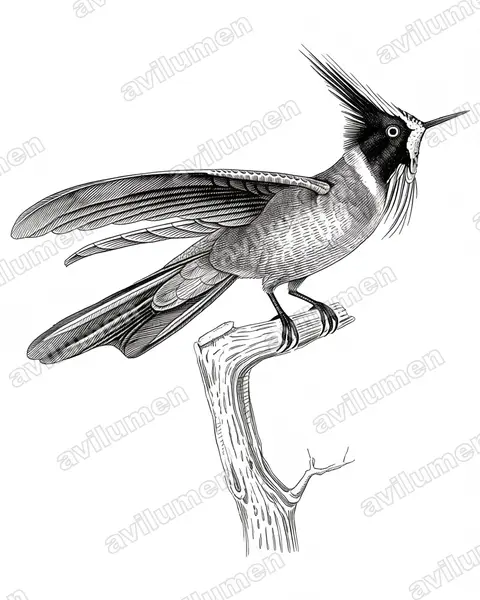 Ink illustration: Oxypogon lindenii (White-bearded helmetcrest)