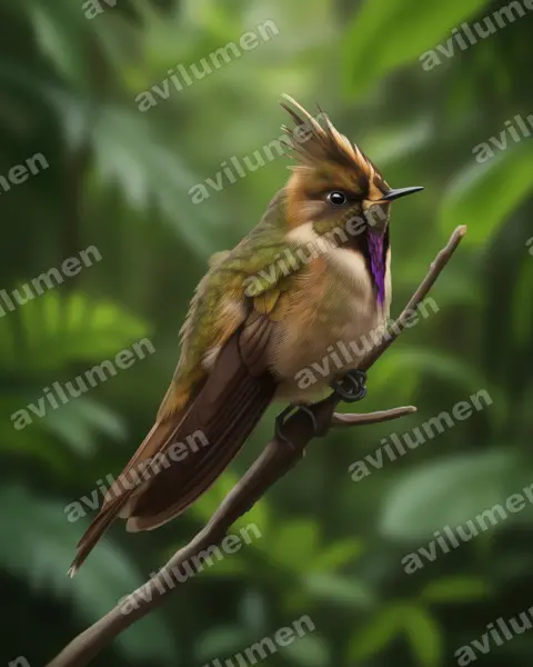 Illustration im Stil Realistisch: Violettbart-Helmkolibri (Oxypogon stuebelii)