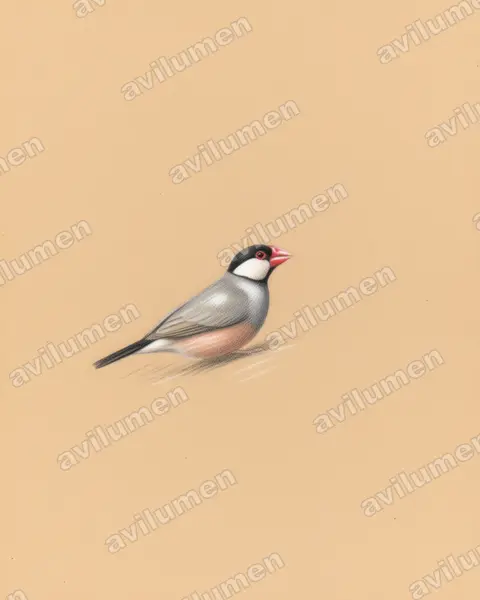Illustration im Stil Buntstift: Reisamadine (Padda oryzivora)