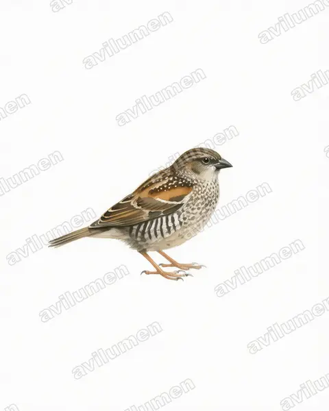 Illustration im Stil Aquarell: Heuschreckenastrild (Paludipasser locustella)